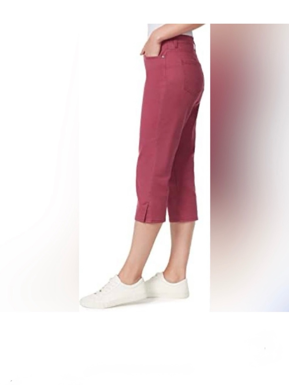 NEW WITH TAGS-Gloria Vanderbilt Amanda Classic Rise Capri Jean Purple Size 12 - Picture 2 of 6